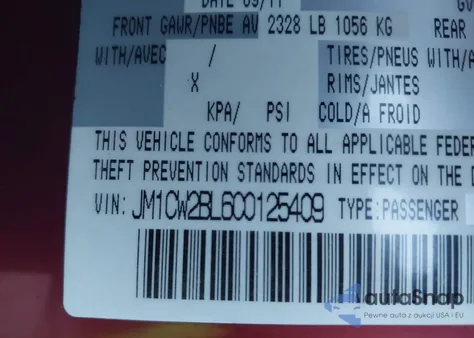2012 Mazda Mazda5 Sport from USA, damaged, VIN JM1CW2BL6C0125409